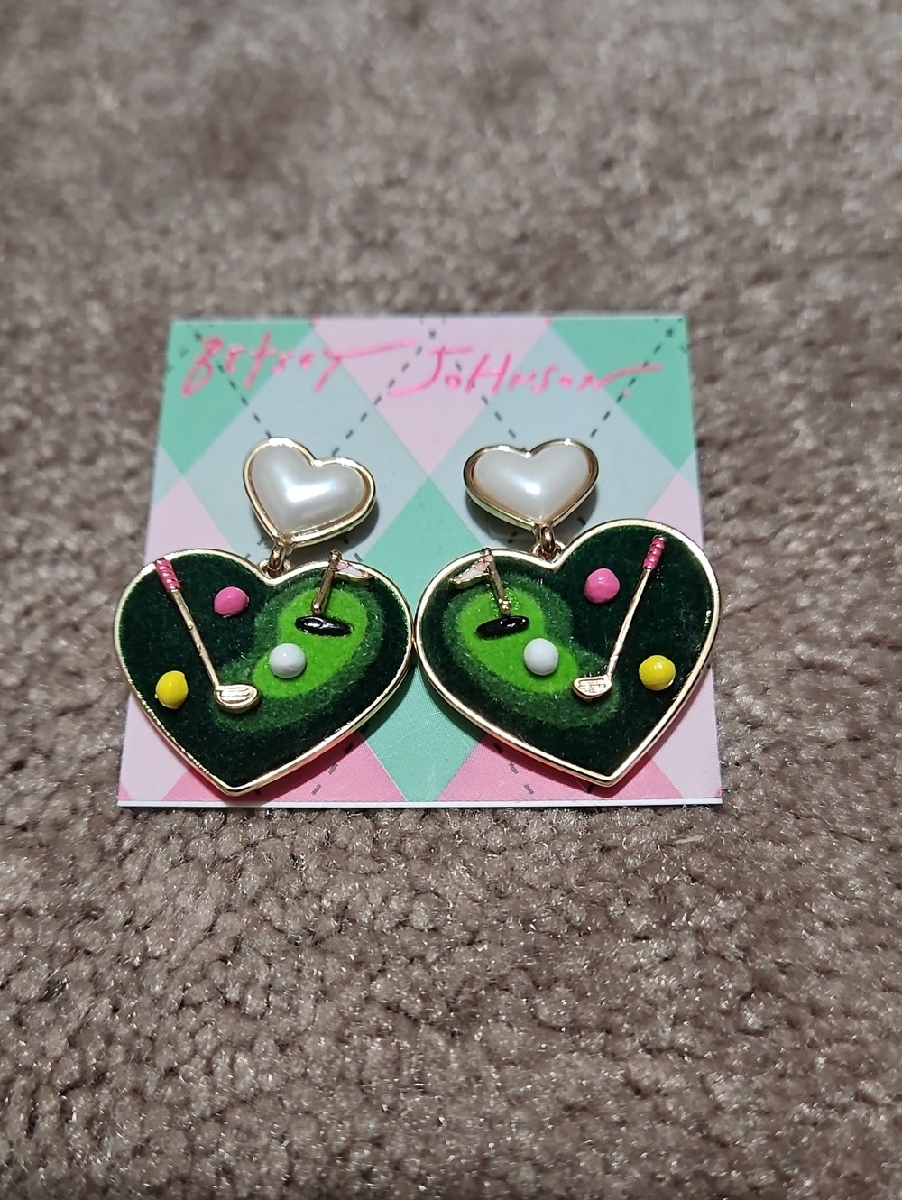 Betsey Johnson - Golf Heart Stud Earrings